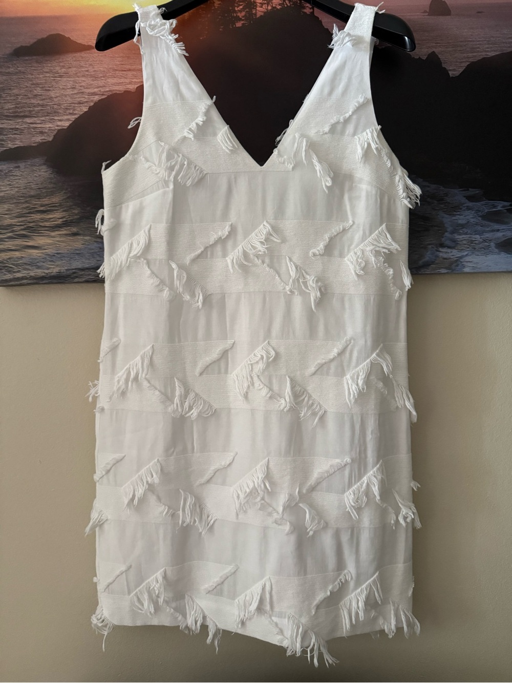 Anthropologies/ Maeve  White Fringe V-Neck Sleeveless Dress/ 2 / NWT